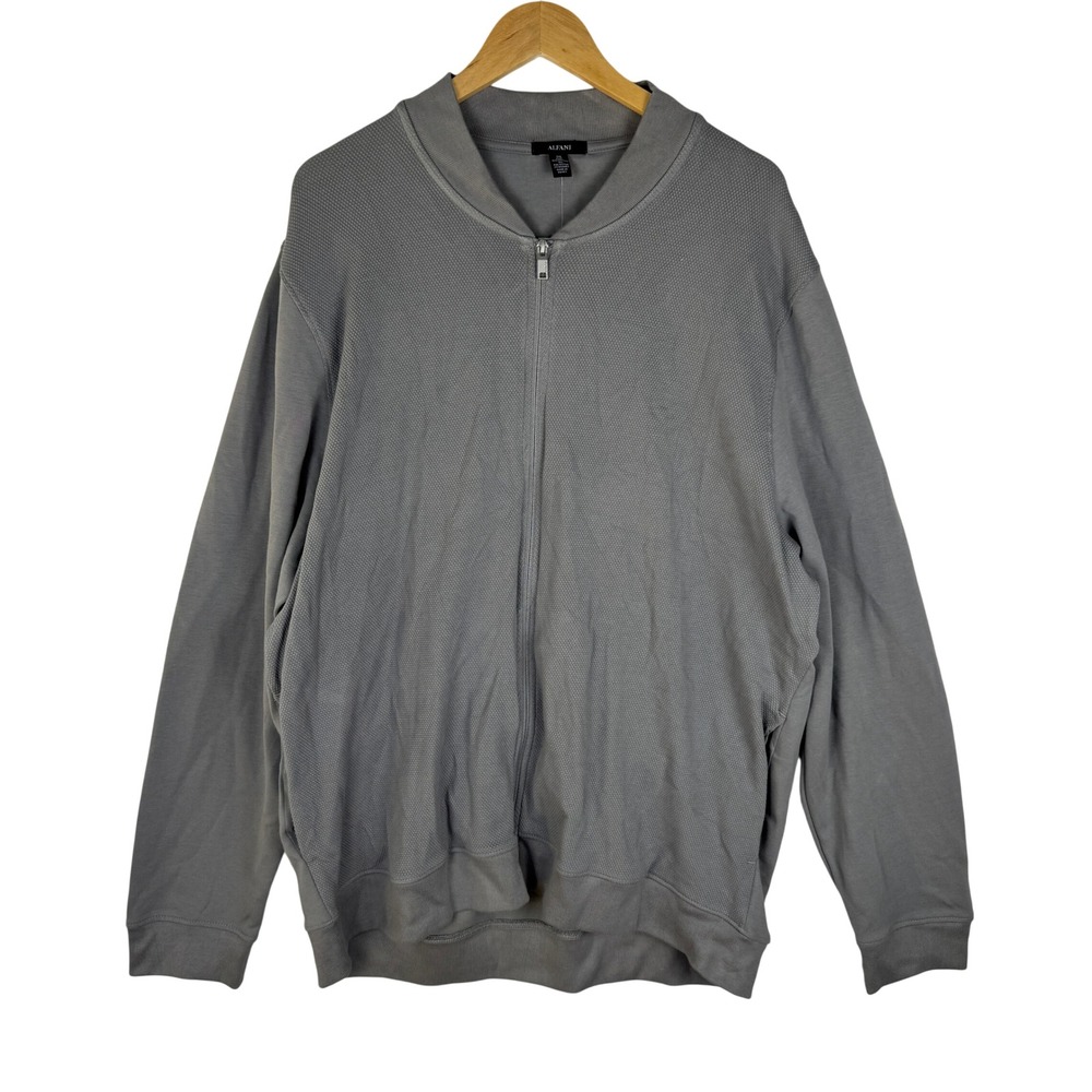 Alfani Mens Storm Gray Full Zip Textured Bomber Knit Jacket 3XL‎ 100190463MN NEW